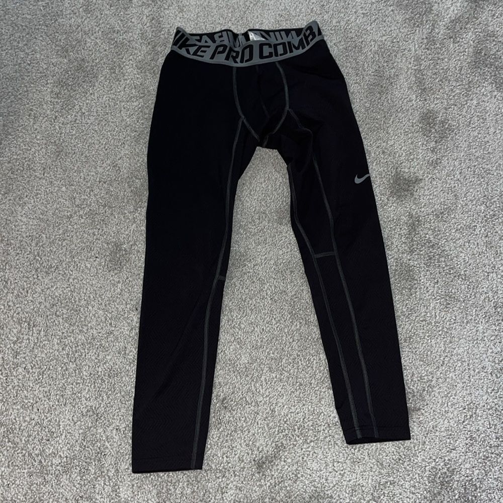 Nike Black PRO Combat Compression tapered workout yoga style tights leggings XL